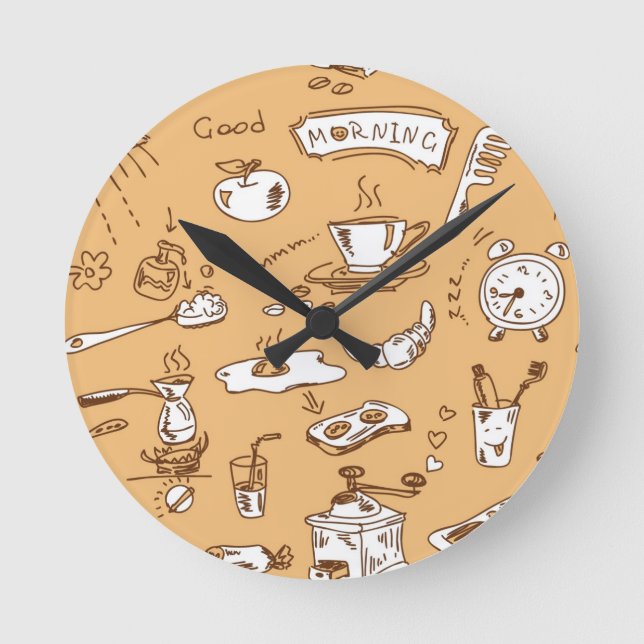 Frühstück Muster 2 Runde Wanduhr (Vorderseite)