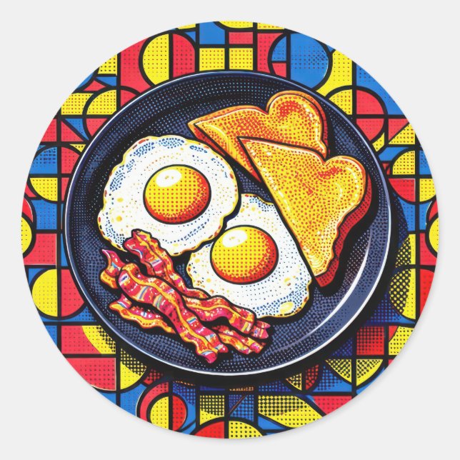 Frühstück Pop-Art Runder Aufkleber (Vorderseite)