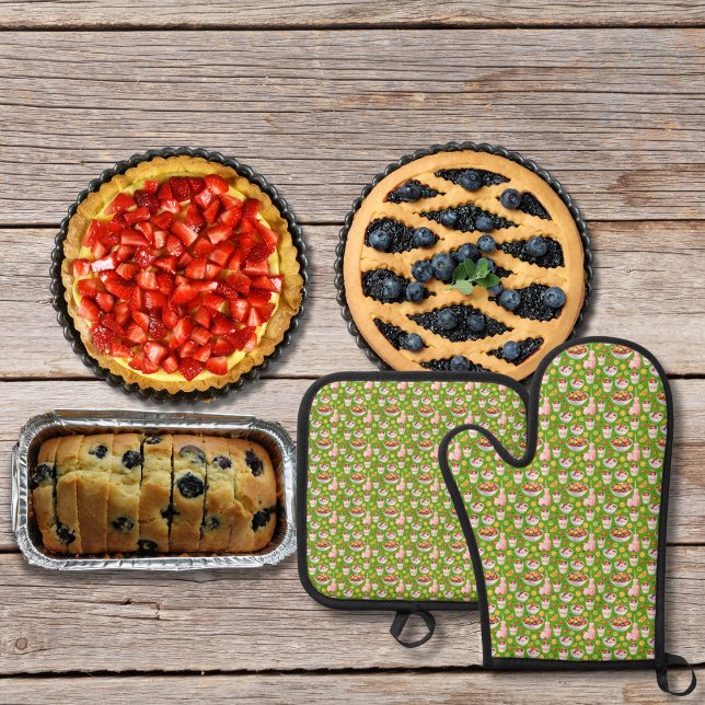 Frühstück Smoothies und Früchte grün Ofenhandschuh & Topflappen-Set (Von Creator hochgeladen)