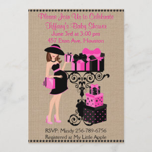Frühstück Thema Hot Pink Black Baby Dusche einlade Einladung