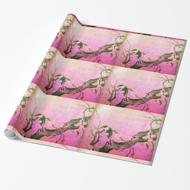 FRÜHSTÜCK UND BLUME BAUM Pink Brown Geschenkpapier (Ungerollt)