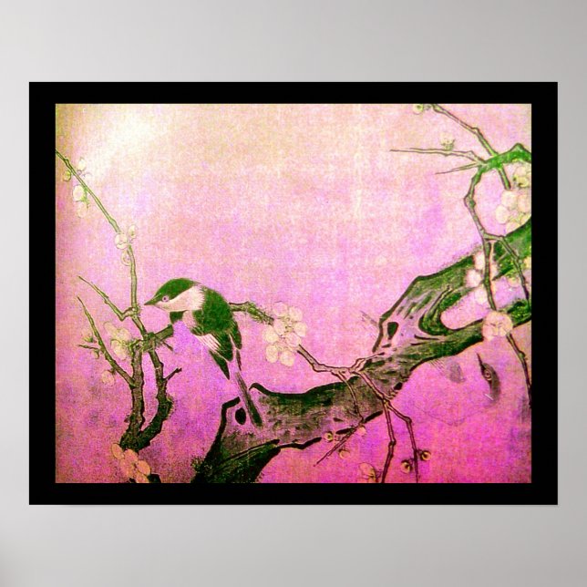 FRÜHSTÜCK UND BLUME BAUM Pink Fuchsia Poster (Vorne)