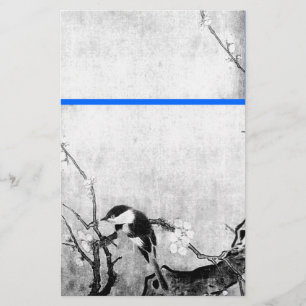 FRÜHSTÜCK UND BLUME BAUM Schwarz-weiß Blau Briefpapier