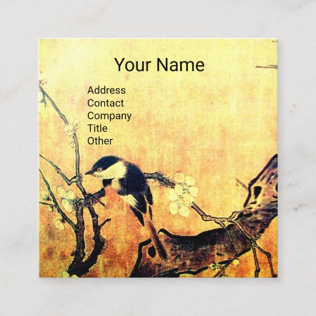 FRÜHSTÜCK UND BLUME BAUMONOGRAMM QUADRATISCHE VISITENKARTE (Vorderseite)