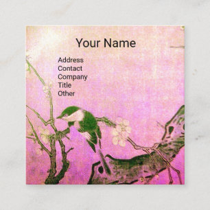 FRÜHSTÜCK- UND BLUME-BAUMONOGRAMM Rosa braun Quadratische Visitenkarte