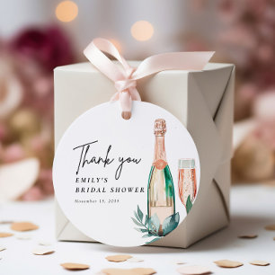 Frühstück und Champagner Elegante Bridal Shower Geschenkanhänger