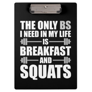 Frühstück und Squats - Bodybuilding Workout Klemmbrett