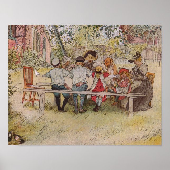 Frühstück unter der großen Birke Poster (Vorne)