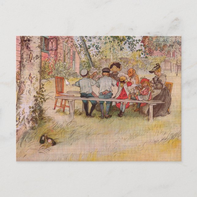 Frühstück unter der großen Birke von Carl Larsson Postkarte (Vorderseite)