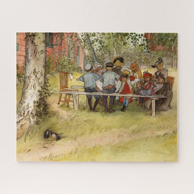 Frühstück unter der großen Birke von Carl Larsson Puzzle (Horizontal)