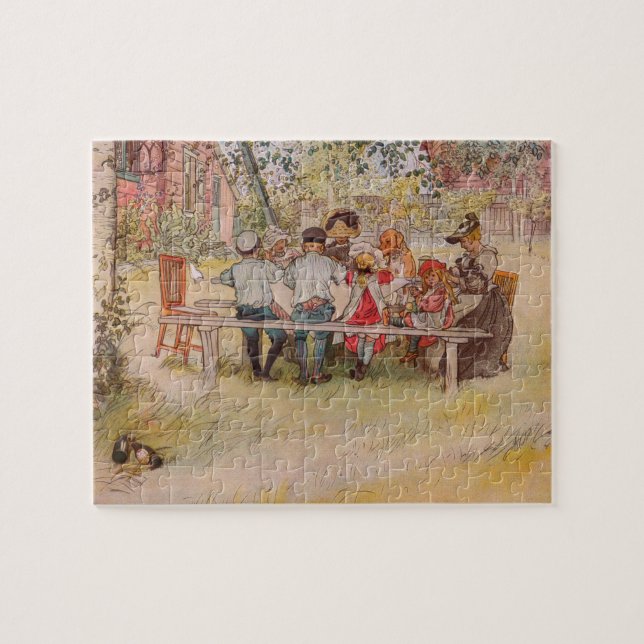 Frühstück unter der großen Birke von Carl Larsson Puzzle (Horizontal)