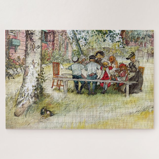 Frühstück unter der großen Birke von Carl Larsson Puzzle (Horizontal)