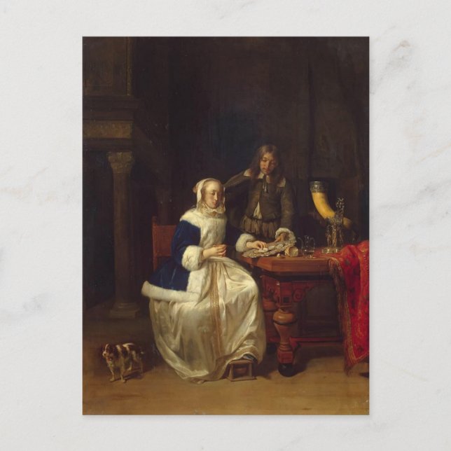 Frühstück von Gabriel Metsu Postkarte (Vorderseite)