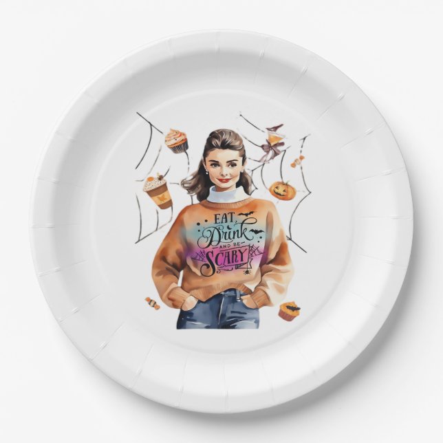 Frühstück zu Halloween und Beängstigend sein Pappteller (Vorderseite)