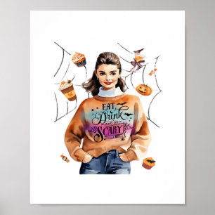 Frühstück zu Halloween und Beängstigend sein Poster