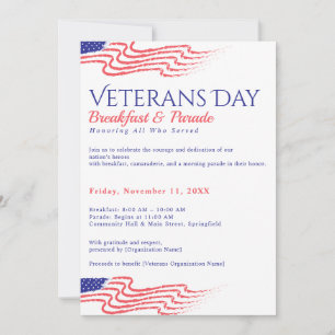 Frühstück zum Veteranentag Patriotischer Parade-Fu Einladung