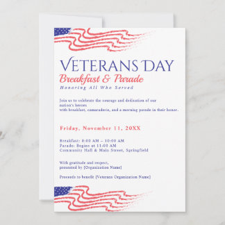 Frühstück zum Veteranentag Patriotischer Parade-Fu Einladung