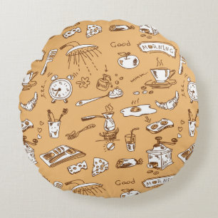 Frühstücks-Muster 2 Rundes Kissen