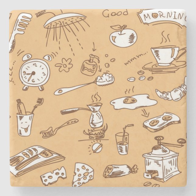 Frühstücks-Muster 2 Steinuntersetzer (Vorderseite)