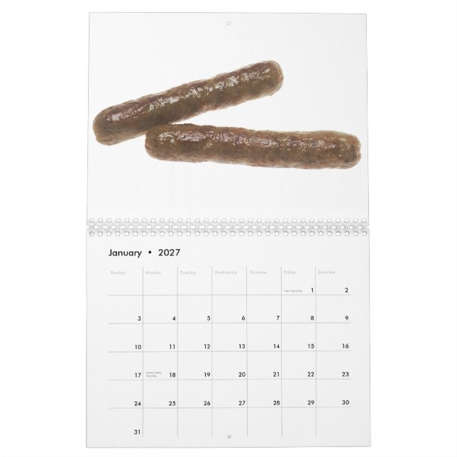Frühstücks-Nahrungsmittelkalender Kalender (Jan 2027)