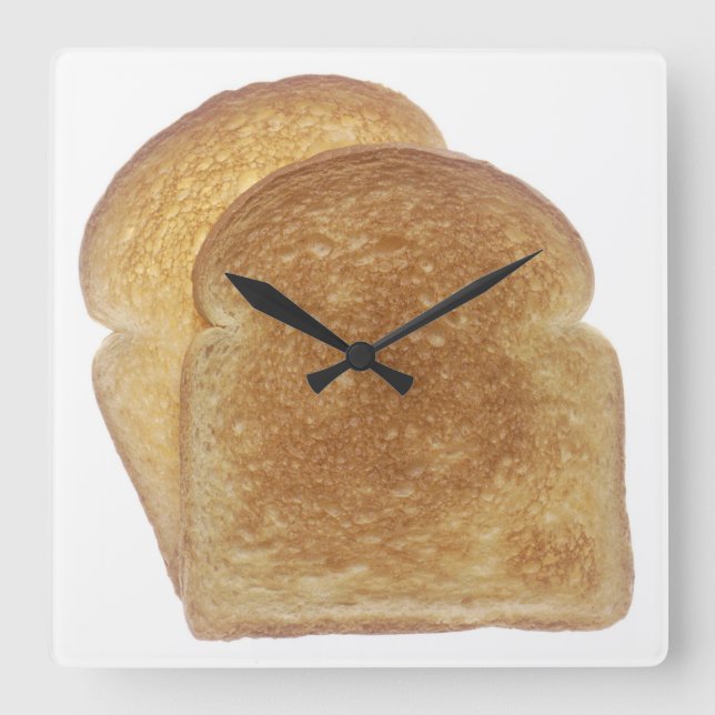 Frühstücks-Toast Quadratische Wanduhr (Vorderseite)