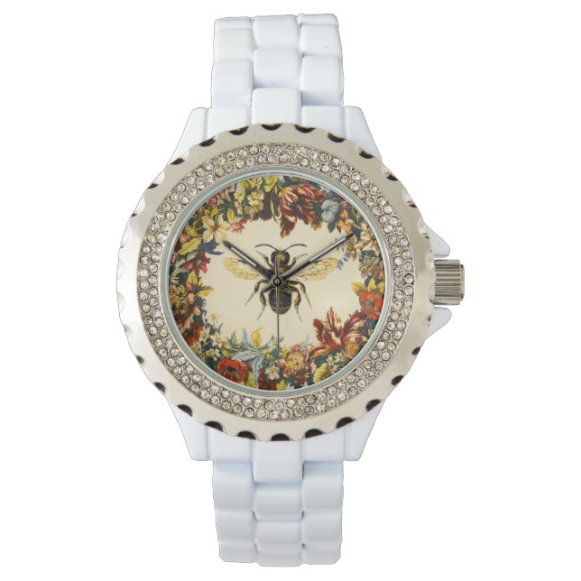 FRÜHSTÜCKSBLUMEN HONEY BIE / RINDFLEISCH ARMBANDUHR (Vorderseite)