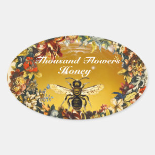 FRÜHSTÜCKSBLUMEN HONEY BIE / RINDFLEISCH OVALER AUFKLEBER