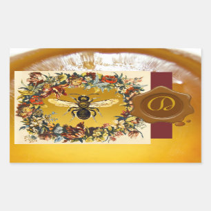 FRÜHSTÜCKSBLUMEN HONEY BIETET BEEKEEPER BROWN WAX RECHTECKIGER AUFKLEBER