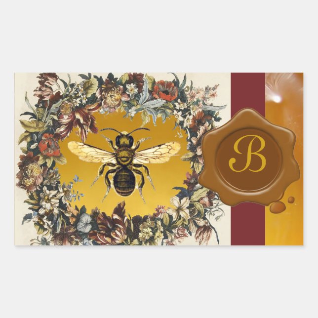 FRÜHSTÜCKSBLUMEN HONEY BIETET BEEKEEPER BROWN WAX  RECHTECKIGER AUFKLEBER (Vorderseite)