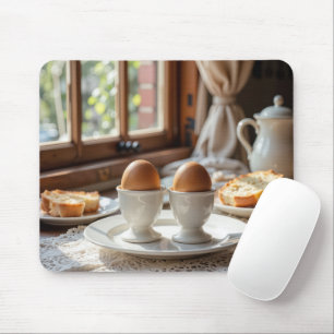 Frühstücksbraune Eier in Eierbechern Mousepad