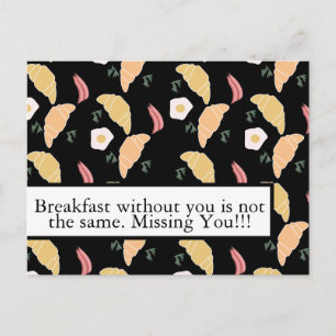 Frühstücksbüffet auf einem Croissant mit Schinken Postkarte