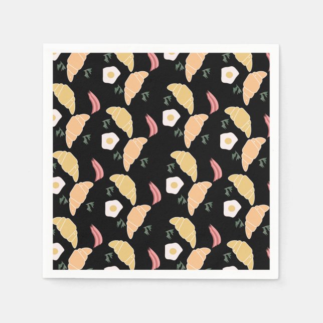 Frühstücksbüffet auf einem Croissant mit Schinken  Serviette (Vorderseite)