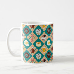 Frühstücksfoods Waffle Diamond Karierte Kaffee Tas Kaffeetasse