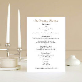 Frühstücksmenü für Hochzeiten im englischen Regenc Menükarte