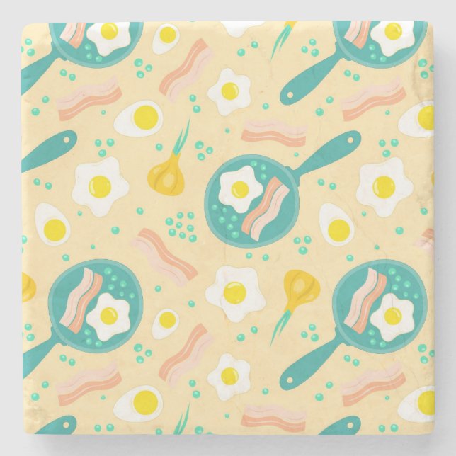 Frühstücksmuster Steinuntersetzer (Vorderseite)