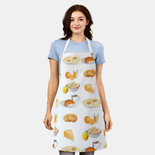 Frühstücksnahrung Kaffee, Croissant, Eier, Bagels Schürze