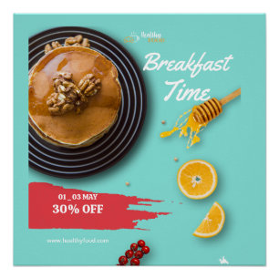 Frühstücksverkauf, Kaffeerestaurant-Frühstücksmenü Poster