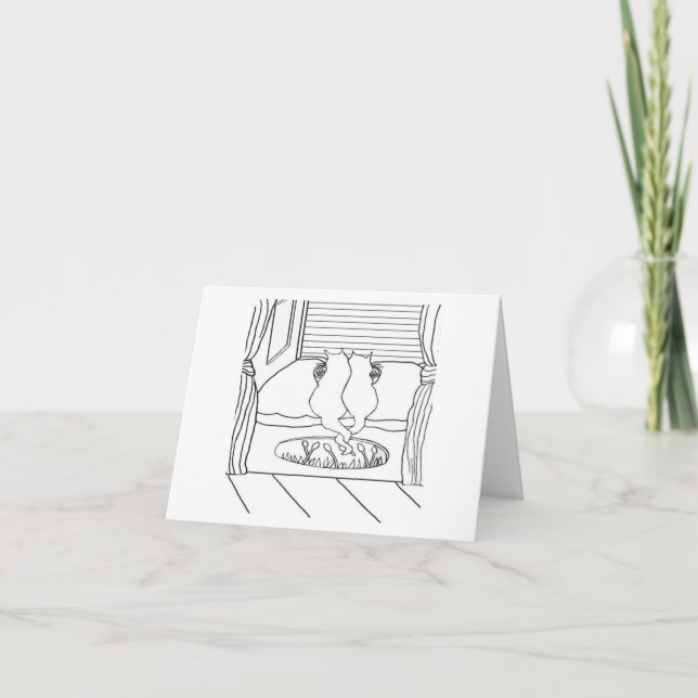 Frühstückszeit für Katzen 🐈 🐈 ‍ ⬛ Dankeskarte (Vorderseite)