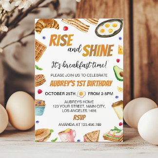 Frühstückszeit steigt und Brunch Geburtstag Einladung