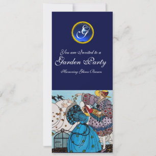 FRÜHVÖGEL PARTY, SAPPHIRE GEM MONOGRAM EINLADUNG