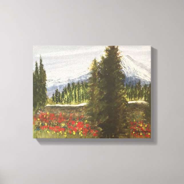 FRÜHZEIT IN DER ROCKIES-WASSERFARBE LEINWANDDRUCK (Vorderseite)