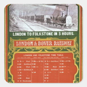 Frühzeitiger Zeitplan für die Strecke London-Dover Quadratischer Aufkleber