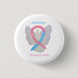 Frühzeitiges Vogelbewusstsein Angel Ribbon Custom Button