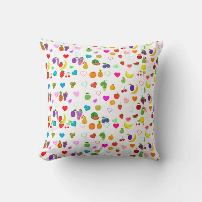 fruit and heart pattern Throw Pillow Kissen (Vorderseite)