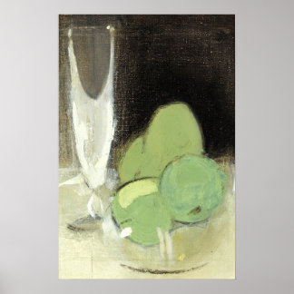 Fruit Bowl Champagne Glass Still Life Painting Poster