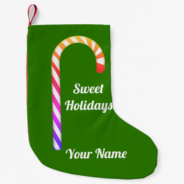 Fruit Candy Cane Name Weihnachten Strumpf hinzufüg Kleiner Weihnachtsstrumpf (Vorderseite)