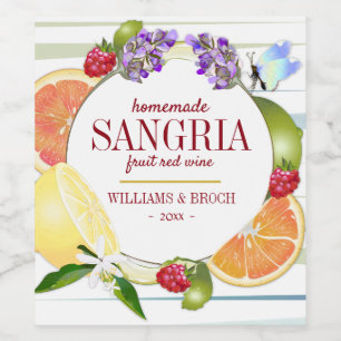 Fruit Citrus Sangria Wedding Weinetikett