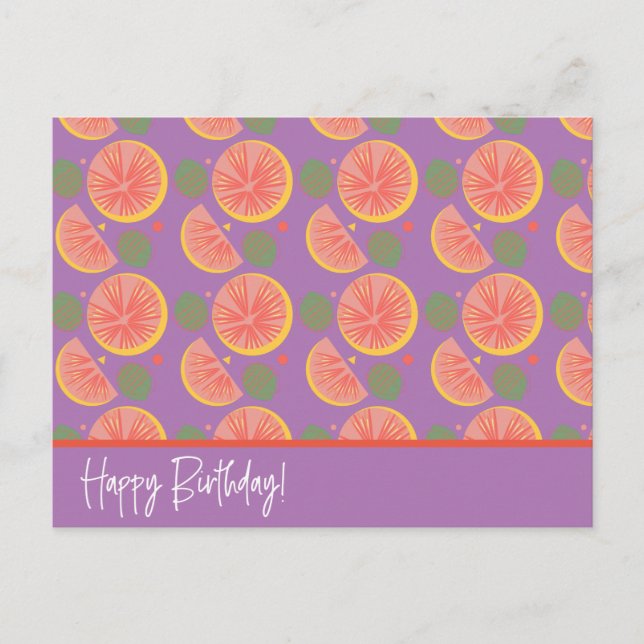 Fruit Grapefruit Confetti Muster Postkarte (Vorderseite)