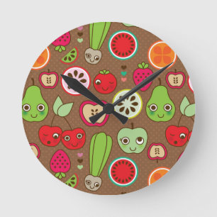 Fruit Kitchen Pattern Runde Wanduhr