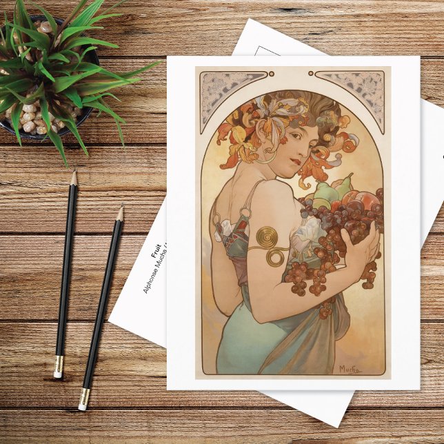 Fruit Lithograph Alphonse Mucha Postkarte (Von Creator hochgeladen)